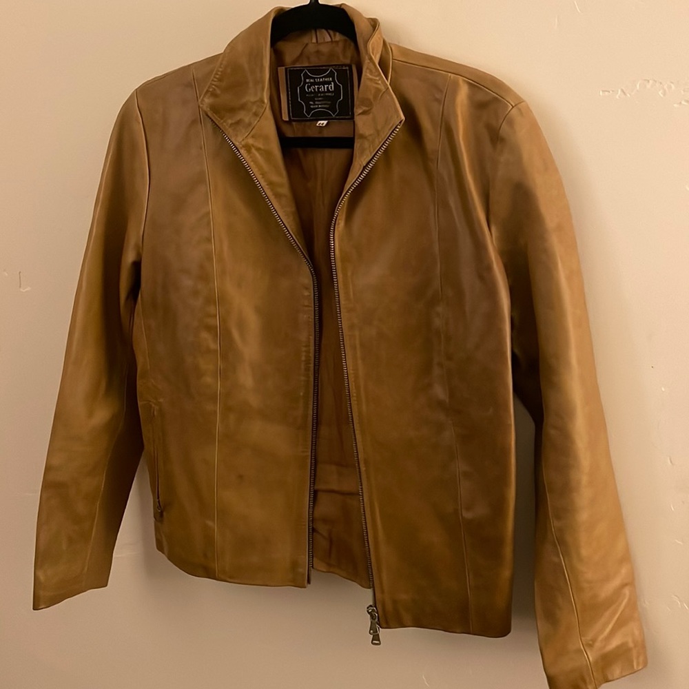 Tan leather jacket